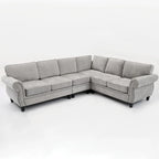 Canapé modulaire sectionnel en L gris clair, en chenille, 6 places