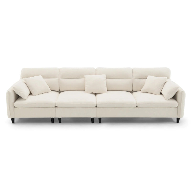 Canapé d'angle en L noir/gris/beige avec pouf, 4 places