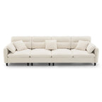 Canapé d'angle en L noir/gris/beige avec pouf, 4 places
