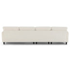 Canapé d'angle en L noir/gris/beige avec pouf, 4 places