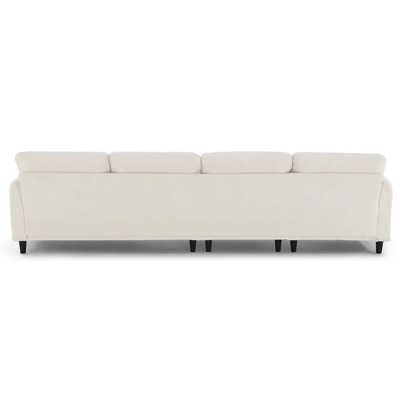 Canapé d'angle en L noir/gris/beige avec pouf, 4 places