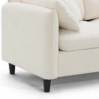 Canapé d'angle en L noir/gris/beige avec pouf, 4 places