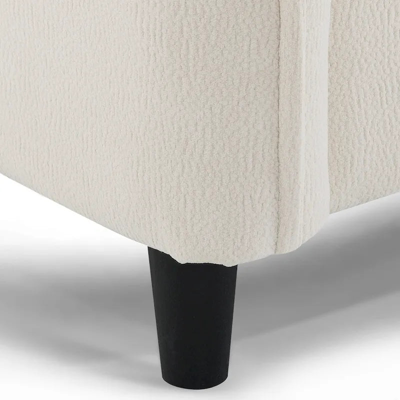 Canapé d'angle en L noir/gris/beige avec pouf, 4 places