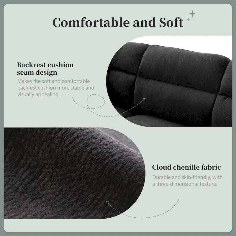 Canapé d'angle en L noir/gris/beige avec pouf, 4 places