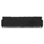 Canapé d'angle en L noir/gris/beige avec pouf, 4 places