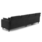 Canapé d'angle en L noir/gris/beige avec pouf, 4 places