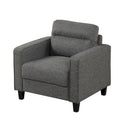 Fauteuil d'appoint gris avec accoudoirs, une place, pieds en bois massif