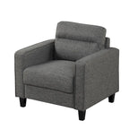 Fauteuil d'appoint gris avec accoudoirs, une place, pieds en bois massif
