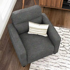 Fauteuil d'appoint gris avec accoudoirs, une place, pieds en bois massif