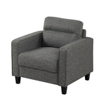 Fauteuil d'appoint gris avec accoudoirs, une place, pieds en bois massif