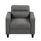 Fauteuil d'appoint gris avec accoudoirs, une place, pieds en bois massif