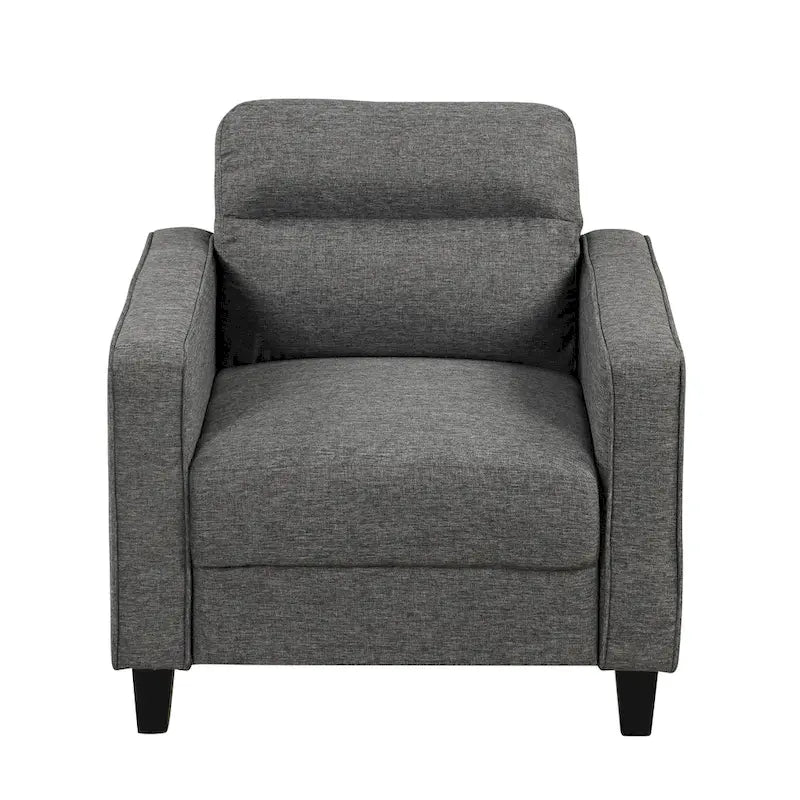 Fauteuil d'appoint gris avec accoudoirs, une place, pieds en bois massif