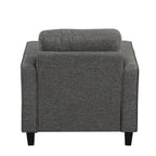 Fauteuil d'appoint gris avec accoudoirs, une place, pieds en bois massif