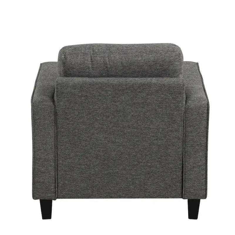 Fauteuil d'appoint gris avec accoudoirs, une place, pieds en bois massif