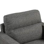 Fauteuil d'appoint gris avec accoudoirs, une place, pieds en bois massif