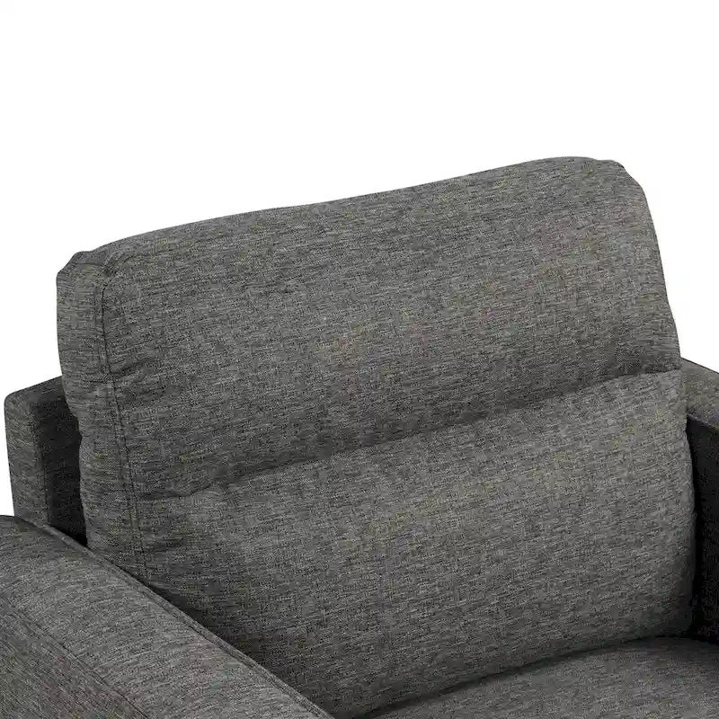 Fauteuil d'appoint gris avec accoudoirs, une place, pieds en bois massif