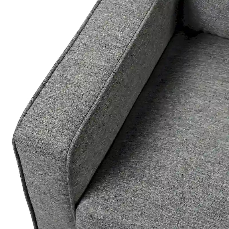 Fauteuil d'appoint gris avec accoudoirs, une place, pieds en bois massif