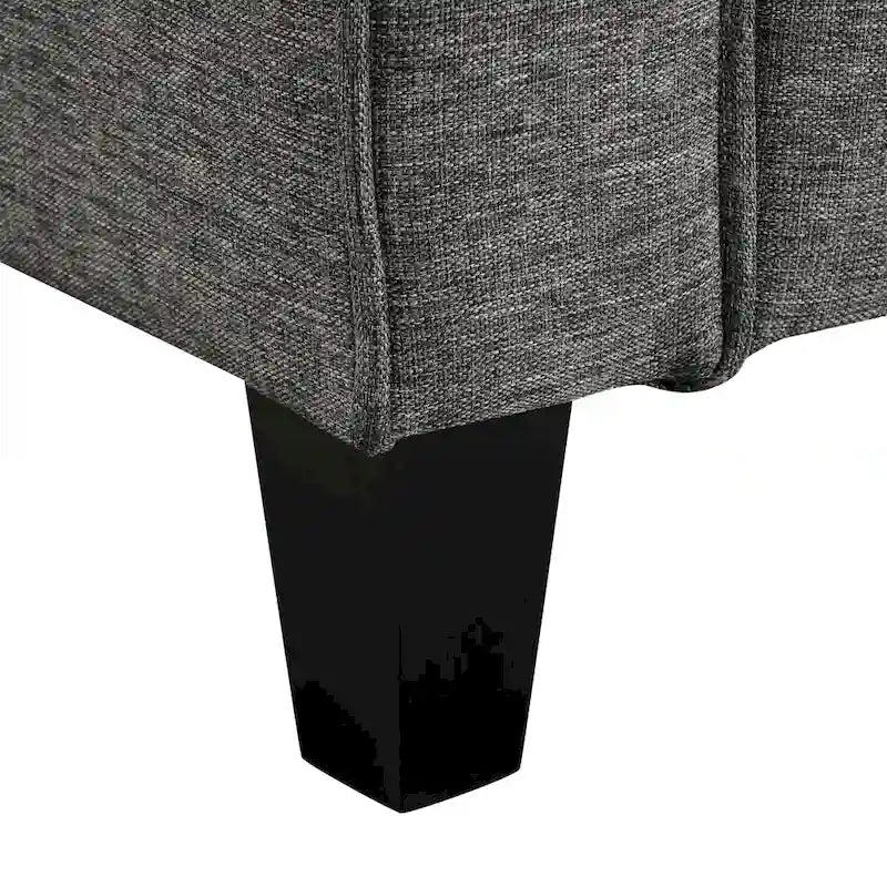 Fauteuil d'appoint gris avec accoudoirs, une place, pieds en bois massif