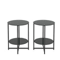 Table d'appoint ronde en verre trempé, noire et transparente, lot de 2
