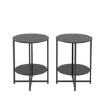 Table d'appoint ronde en verre trempé, noire et transparente, lot de 2