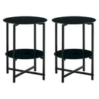 Table d'appoint ronde en verre trempé, noire et transparente, lot de 2