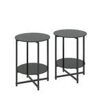 Table d'appoint ronde en verre trempé, noire et transparente, lot de 2
