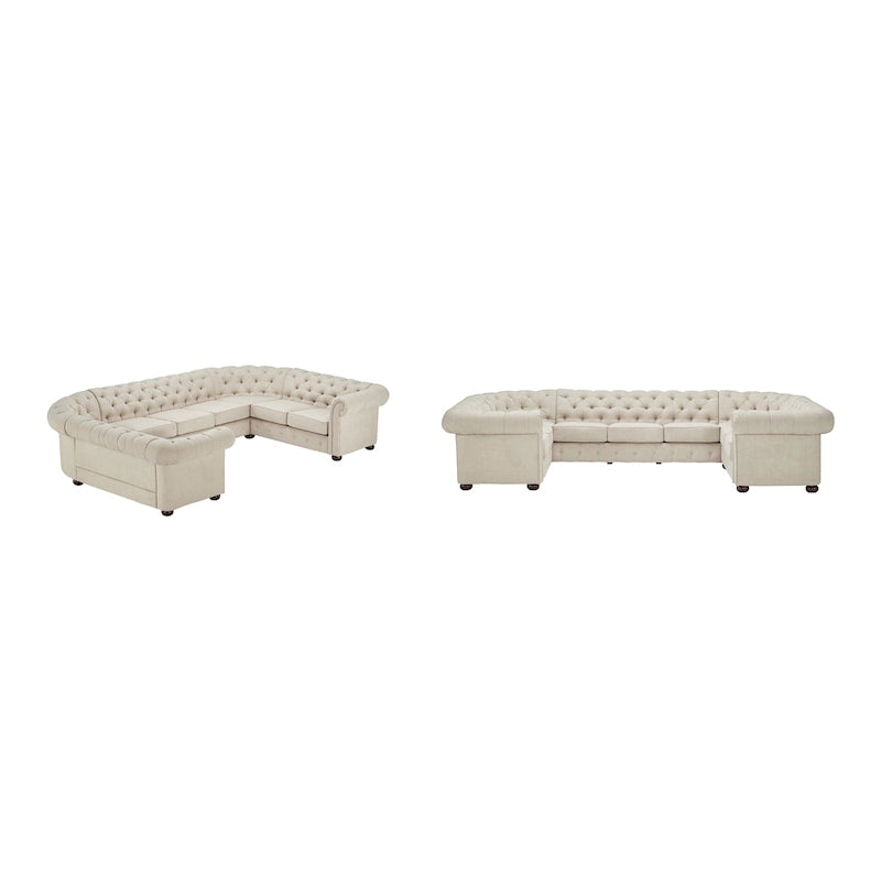 Canapé d'angle Chesterfield en U, 9 places, capitonné, plusieurs coloris