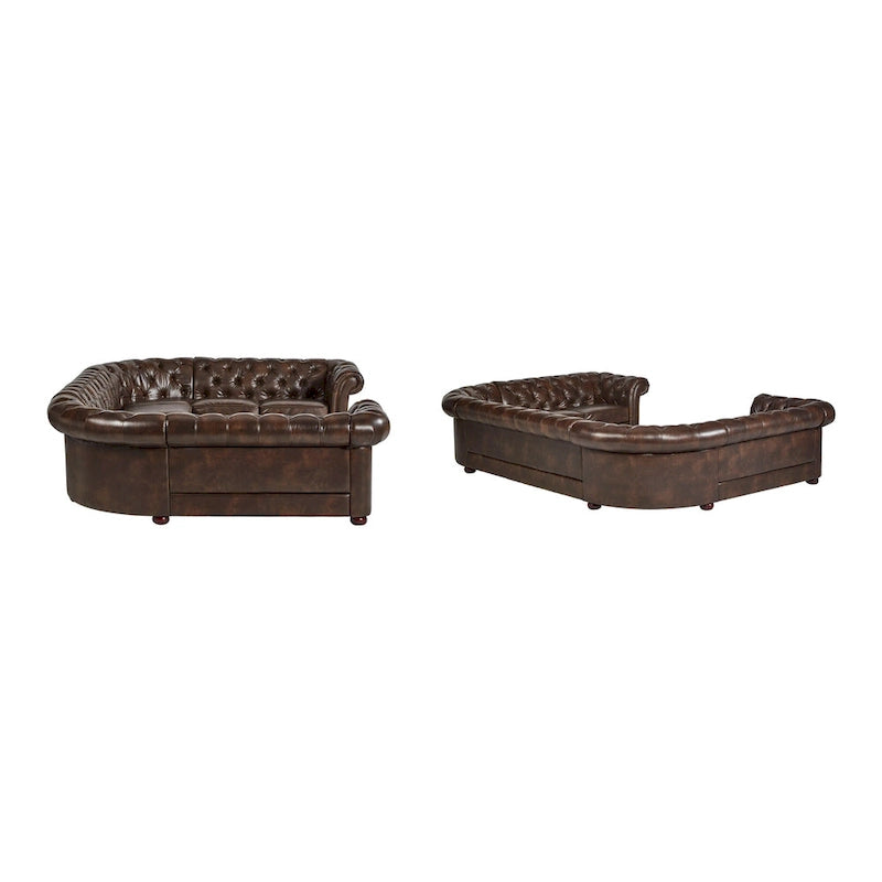 Canapé d'angle Chesterfield en U, 9 places, capitonné, plusieurs coloris