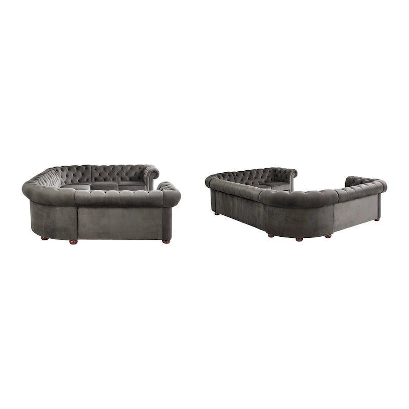 Canapé d'angle Chesterfield en U, 9 places, capitonné, plusieurs coloris