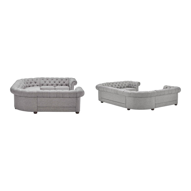 Canapé d'angle Chesterfield en U, 9 places, capitonné, plusieurs coloris