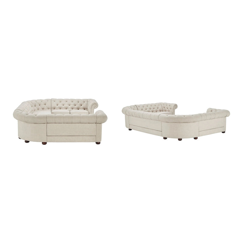 Canapé d'angle Chesterfield en U, 9 places, capitonné, plusieurs coloris