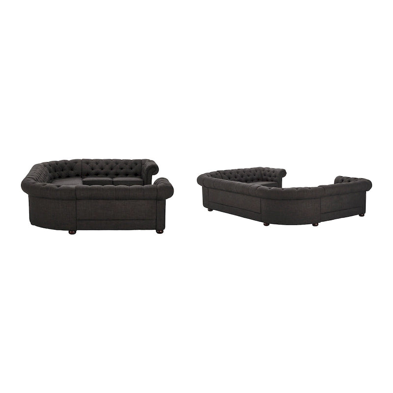 Canapé d'angle Chesterfield en U, 9 places, capitonné, plusieurs coloris