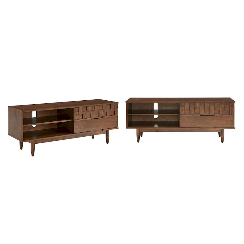 Meuble TV Mid-Century 2 tiroirs Tobacco Finish, 59 po.