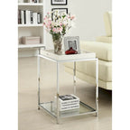 Noir / Blanc / Bambou / Gris / Écume de mer – Table d'appoint à 2 étagères avec plateau amovible