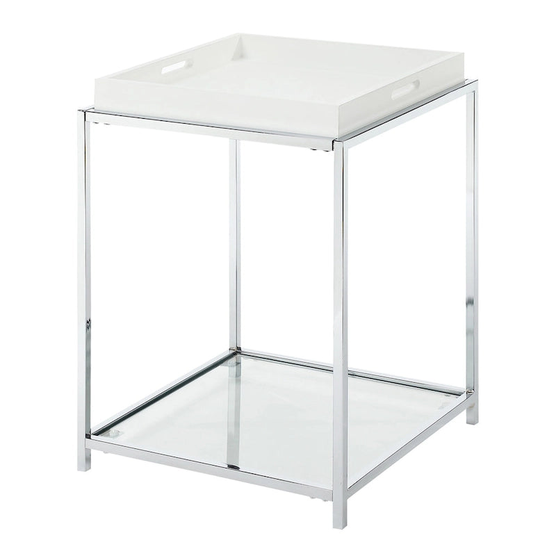 Noir / Blanc / Bambou / Gris / Écume de mer – Table d'appoint à 2 étagères avec plateau amovible