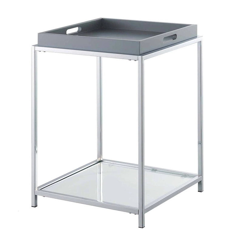 Noir / Blanc / Bambou / Gris / Écume de mer – Table d'appoint à 2 étagères avec plateau amovible