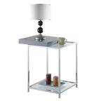 Noir / Blanc / Bambou / Gris / Écume de mer – Table d'appoint à 2 étagères avec plateau amovible