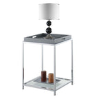 Noir / Blanc / Bambou / Gris / Écume de mer – Table d'appoint à 2 étagères avec plateau amovible