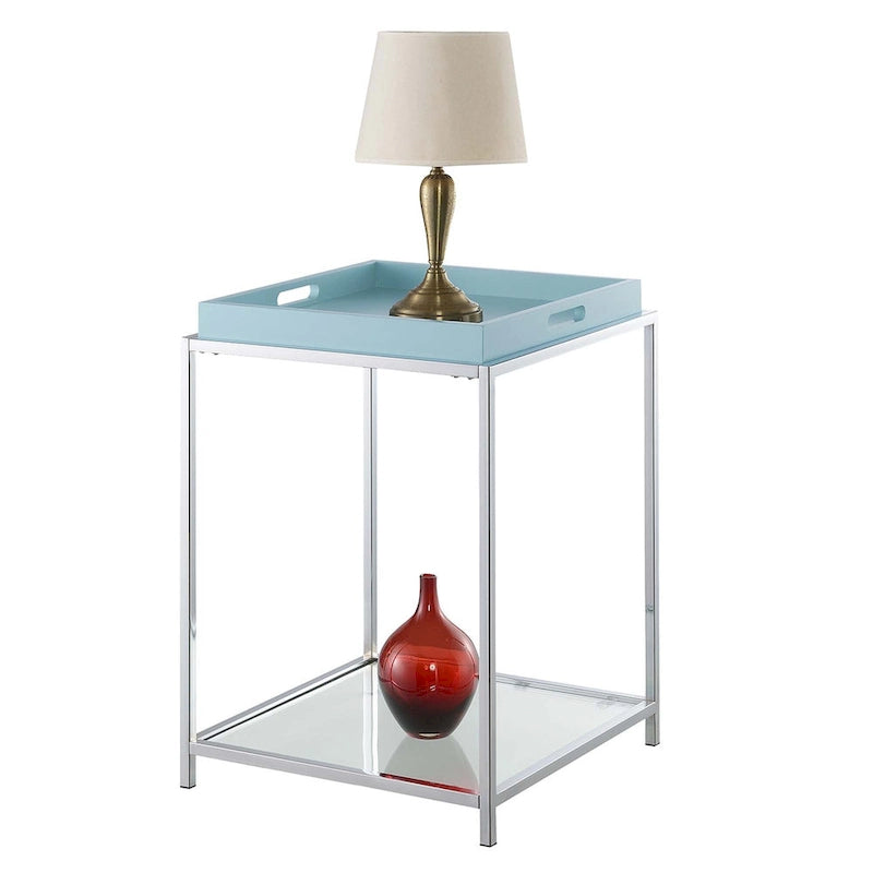 Noir / Blanc / Bambou / Gris / Écume de mer – Table d'appoint à 2 étagères avec plateau amovible