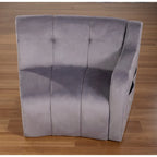 Canapé incurvé en velours crème / bleu / gris, modulable sans pieds, 3 places