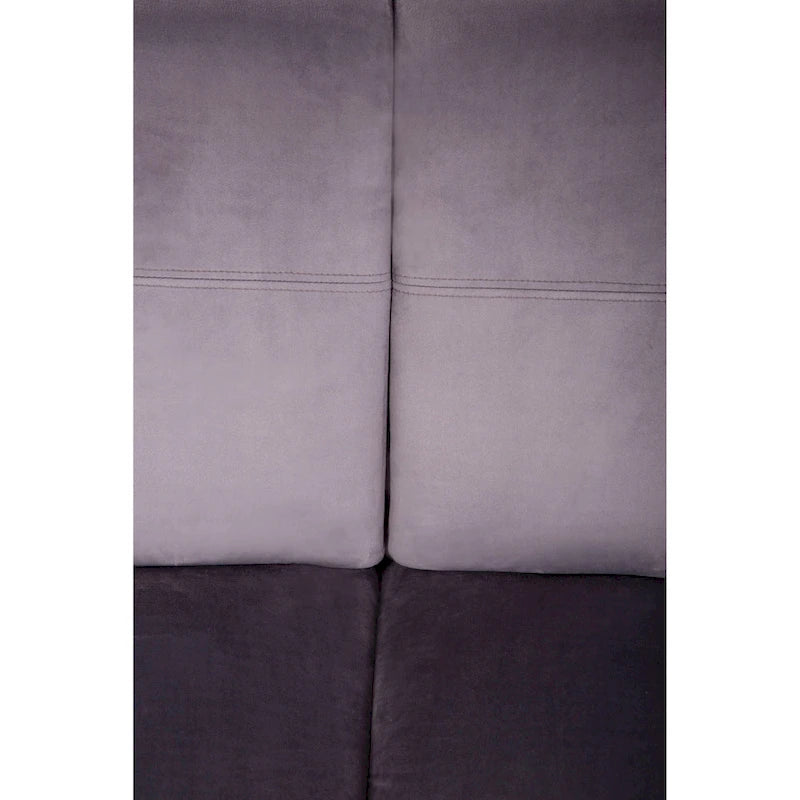 Canapé incurvé en velours crème / bleu / gris, modulable sans pieds, 3 places