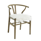 Fauteuil d'appoint incurvé crème, assise en fausse fourrure, 1 place