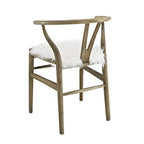 Fauteuil d'appoint incurvé crème, assise en fausse fourrure, 1 place