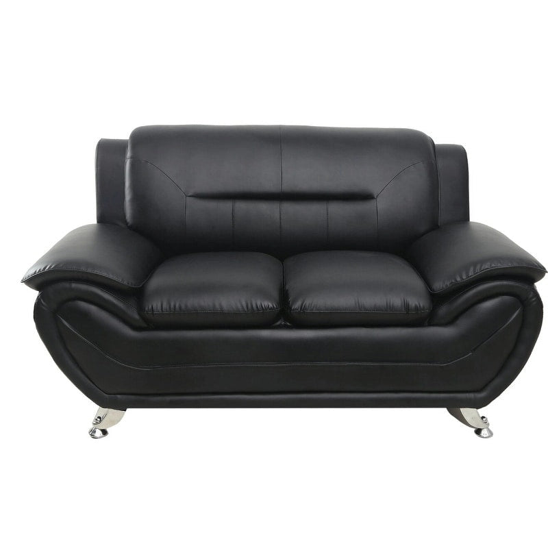 Causeuse en cuir reconstitué marron/noir, style moderne, 2 places