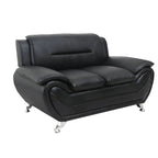 Causeuse en cuir reconstitué marron/noir, style moderne, 2 places