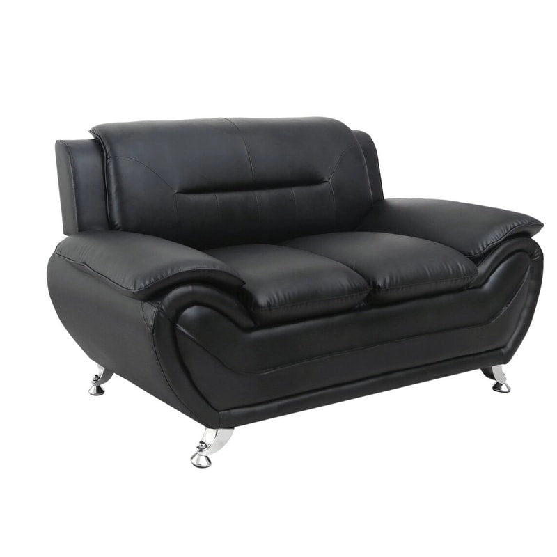 Causeuse en cuir reconstitué marron/noir, style moderne, 2 places