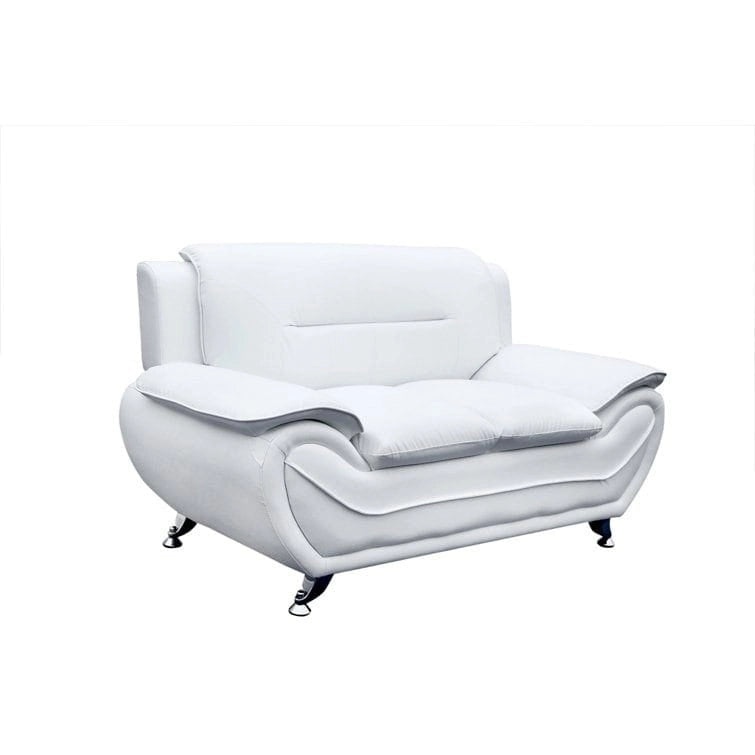 Causeuse en cuir reconstitué marron/noir, style moderne, 2 places