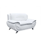 Causeuse en cuir reconstitué marron/noir, style moderne, 2 places