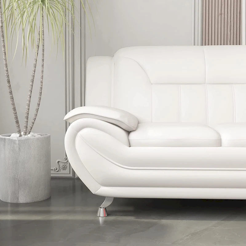 Causeuse en cuir reconstitué marron/noir, style moderne, 2 places