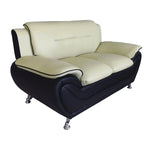 Causeuse en cuir reconstitué marron/noir, style moderne, 2 places